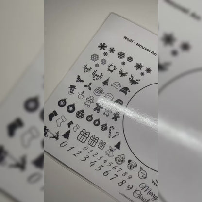 Feuille d'entrainement de Nail Art Imprimable Noël - Nouvel An - Numérique